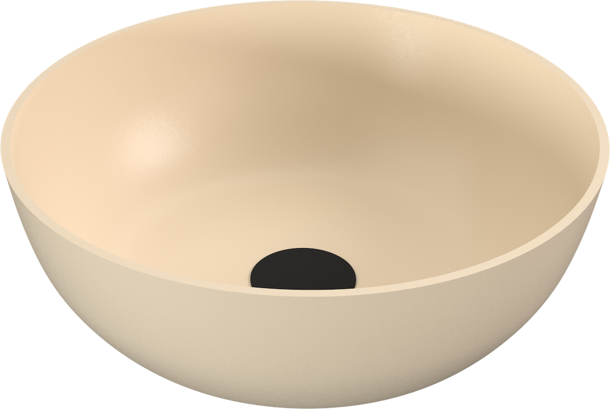 Polysan BANERA ROUND umyvadlo na desku, litý mramor, průměr 39cm, béžová mat