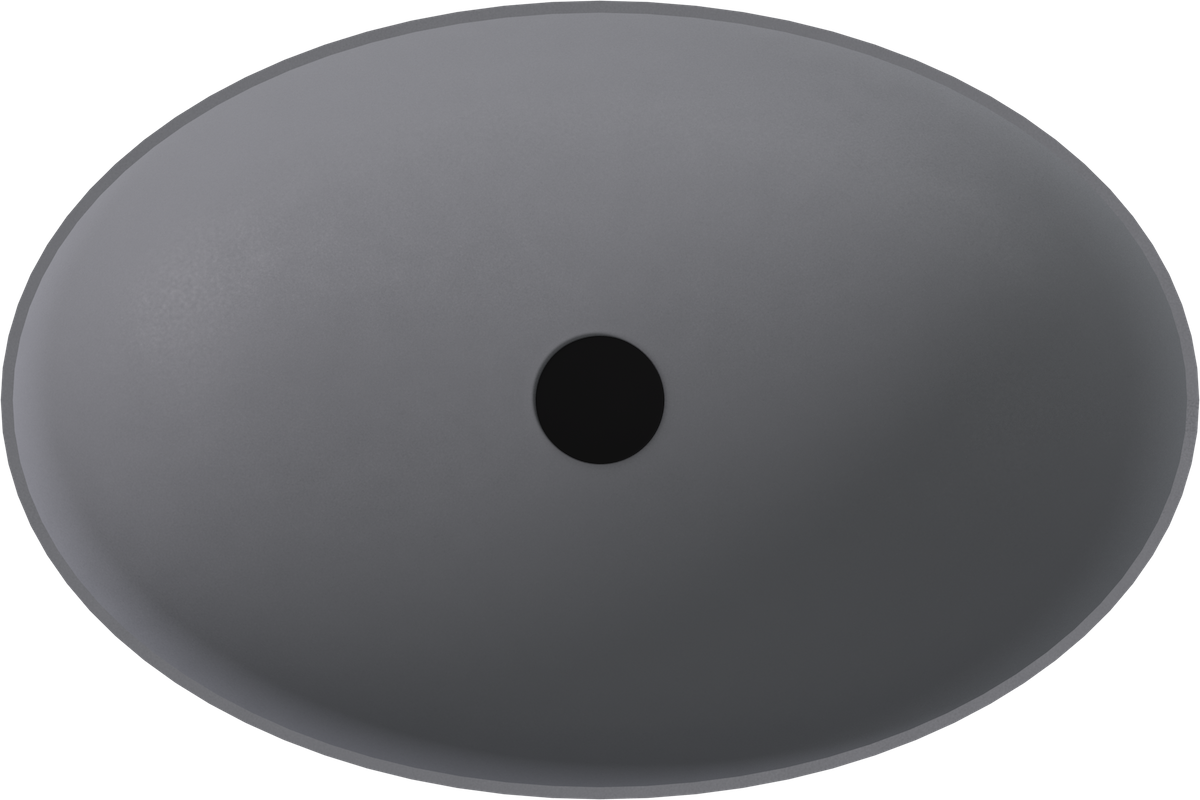 Polysan BANERA OVAL umyvadlo na desku, litý mramor, 60x40cm, šedá mat, pohled shora