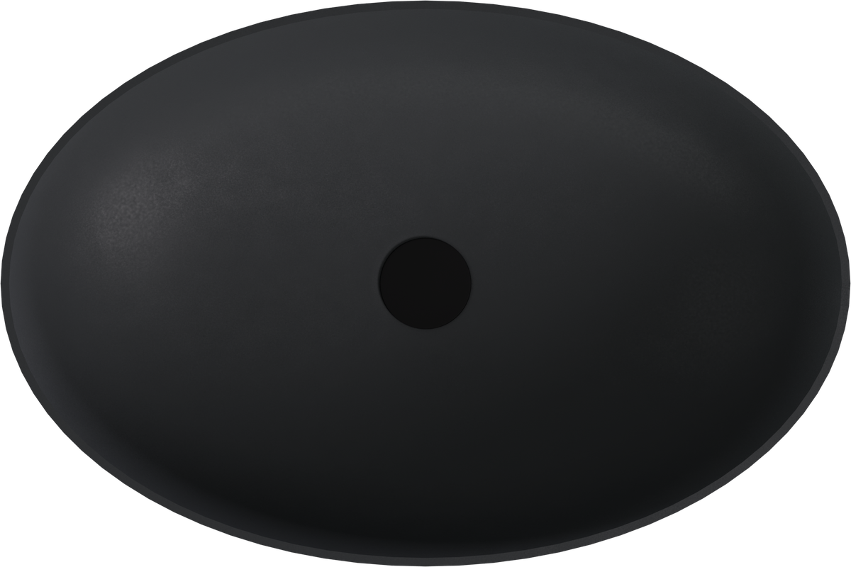 Polysan BANERA OVAL umyvadlo na desku, litý mramor, 60x40cm, antracit mat, pohled shora