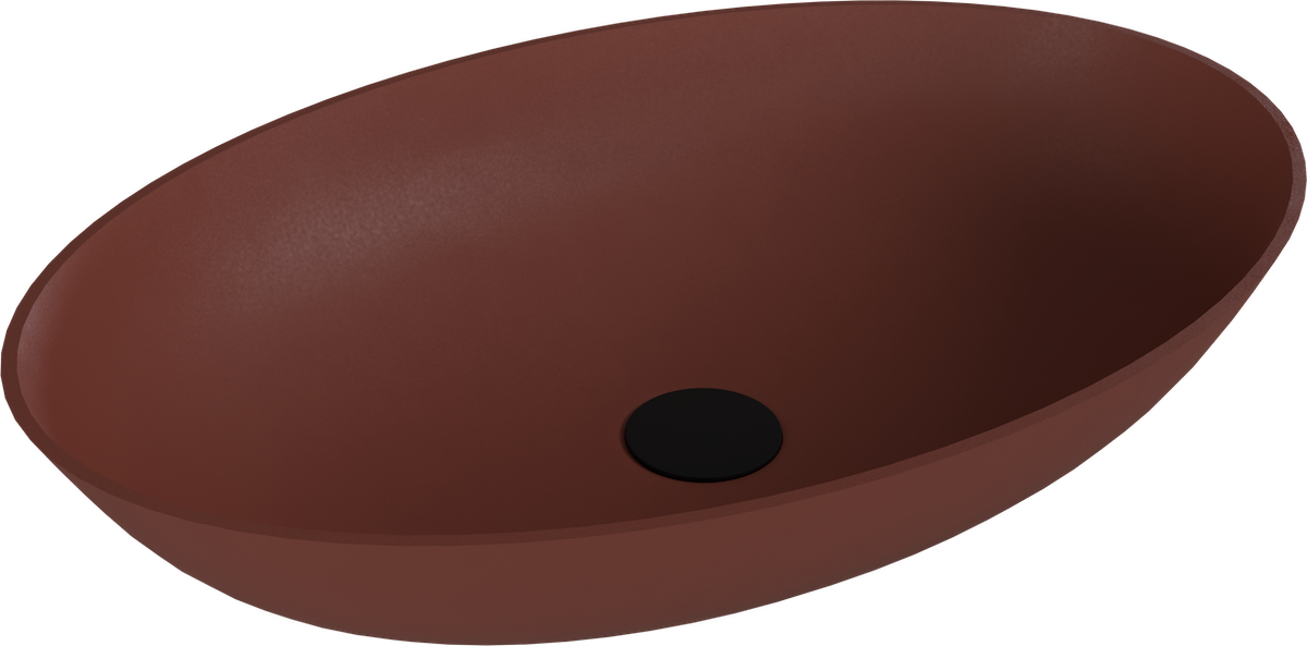 Polysan BANERA OVAL umyvadlo na desku, litý mramor, 60x40cm, hnědá mat