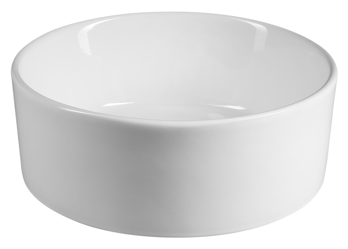 Aqualine Keramické umyvadlo na desku, Ø 40cm, bílá, pohled zepředu zboku