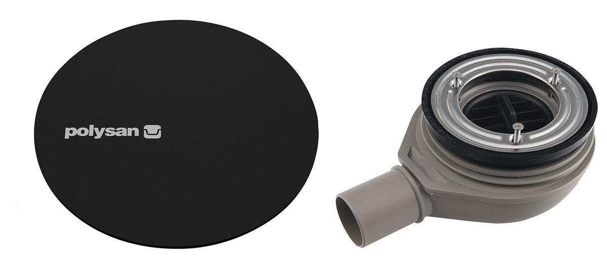Polysan MIRAI vaničkový sifon, průměr 90mm, DN40, krytka černá mat
