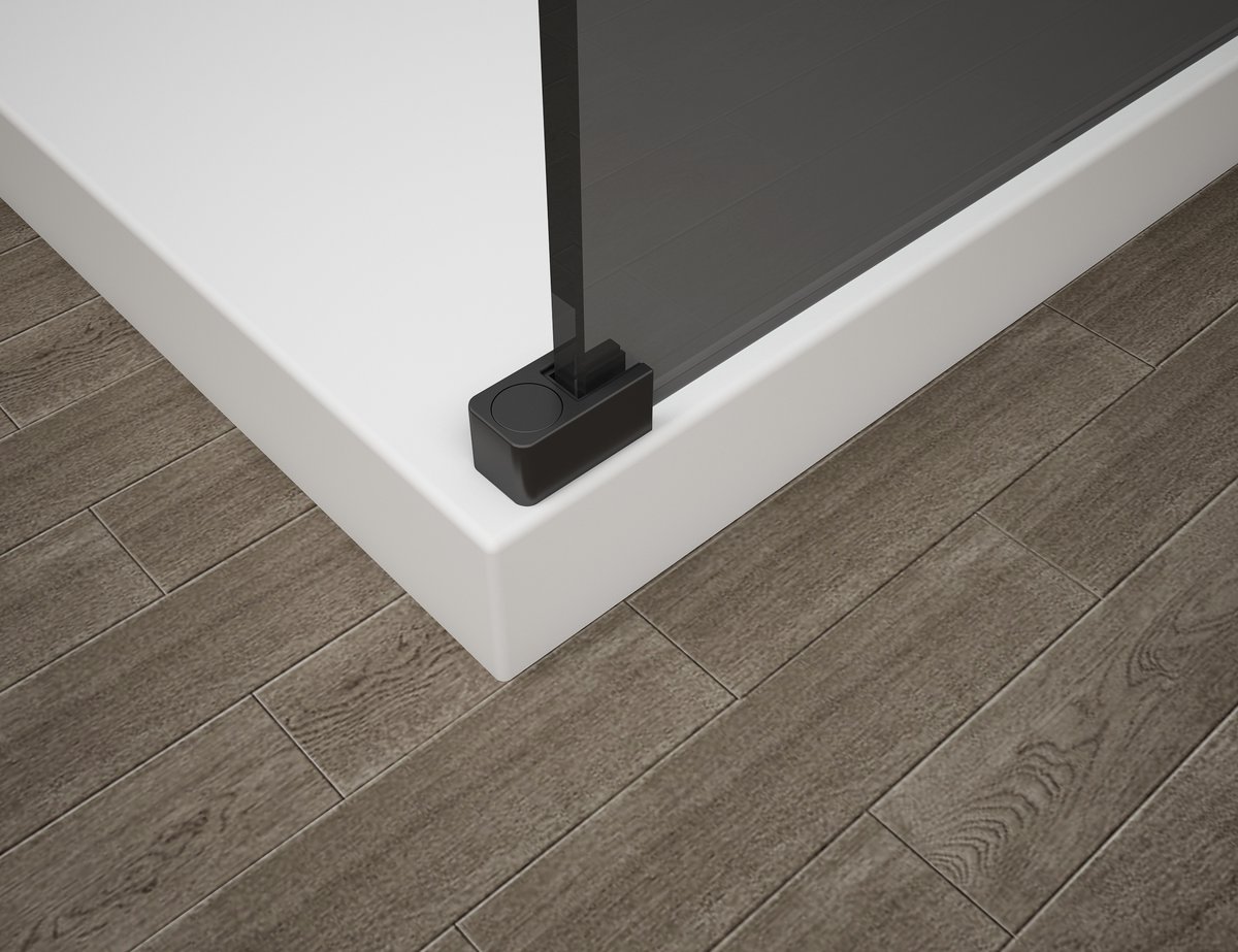 Polysan ESCA BLACK MATT jednodílná sprchová zástěna k instalaci ke stěně, kouřové matné sklo, 700 mm, detail černého úchytu skla