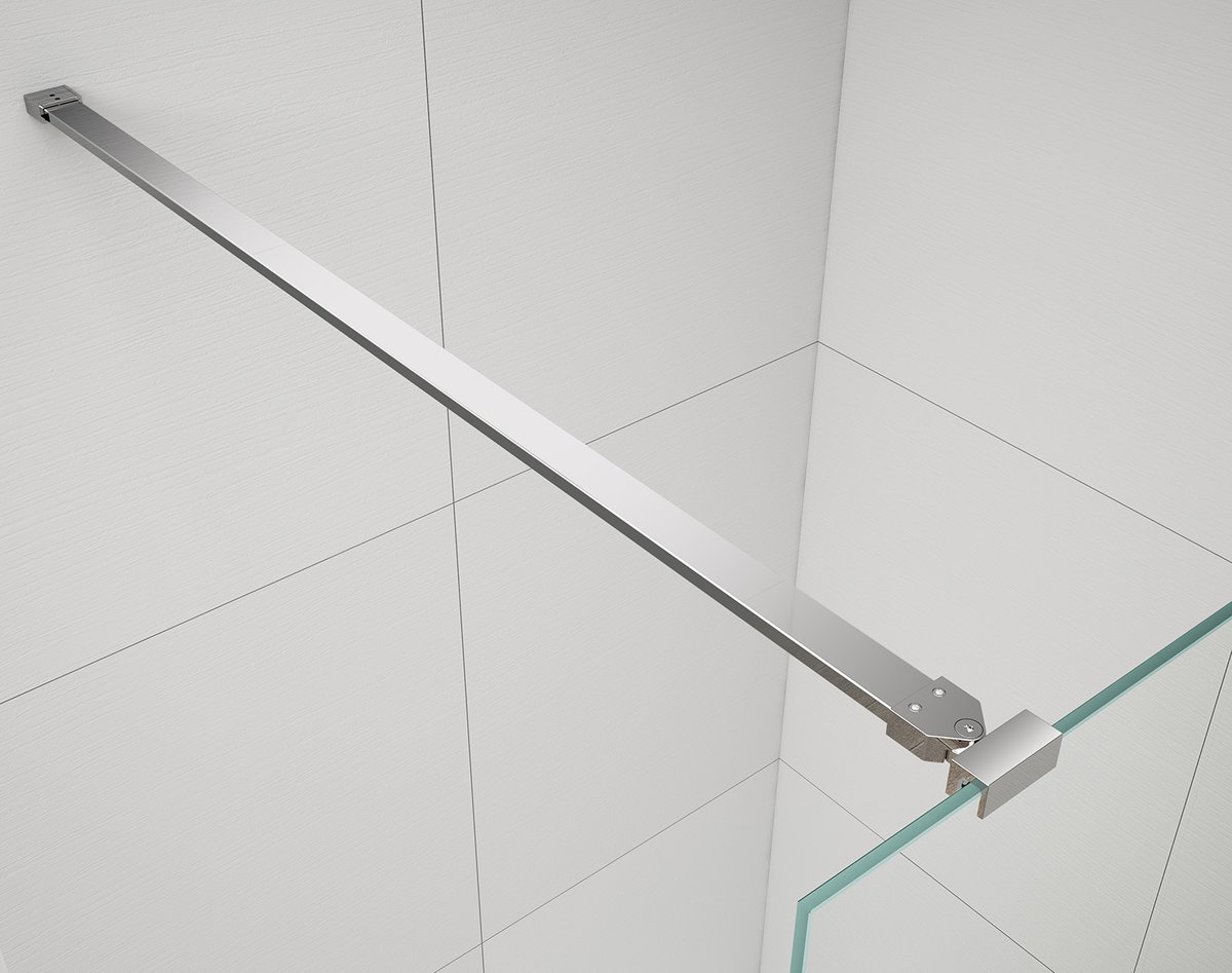 Polysan ESCA CHROME jednodílná sprchová zástěna do prostoru, kouřové matné sklo, 1100 mm, detail stabilizační tyče