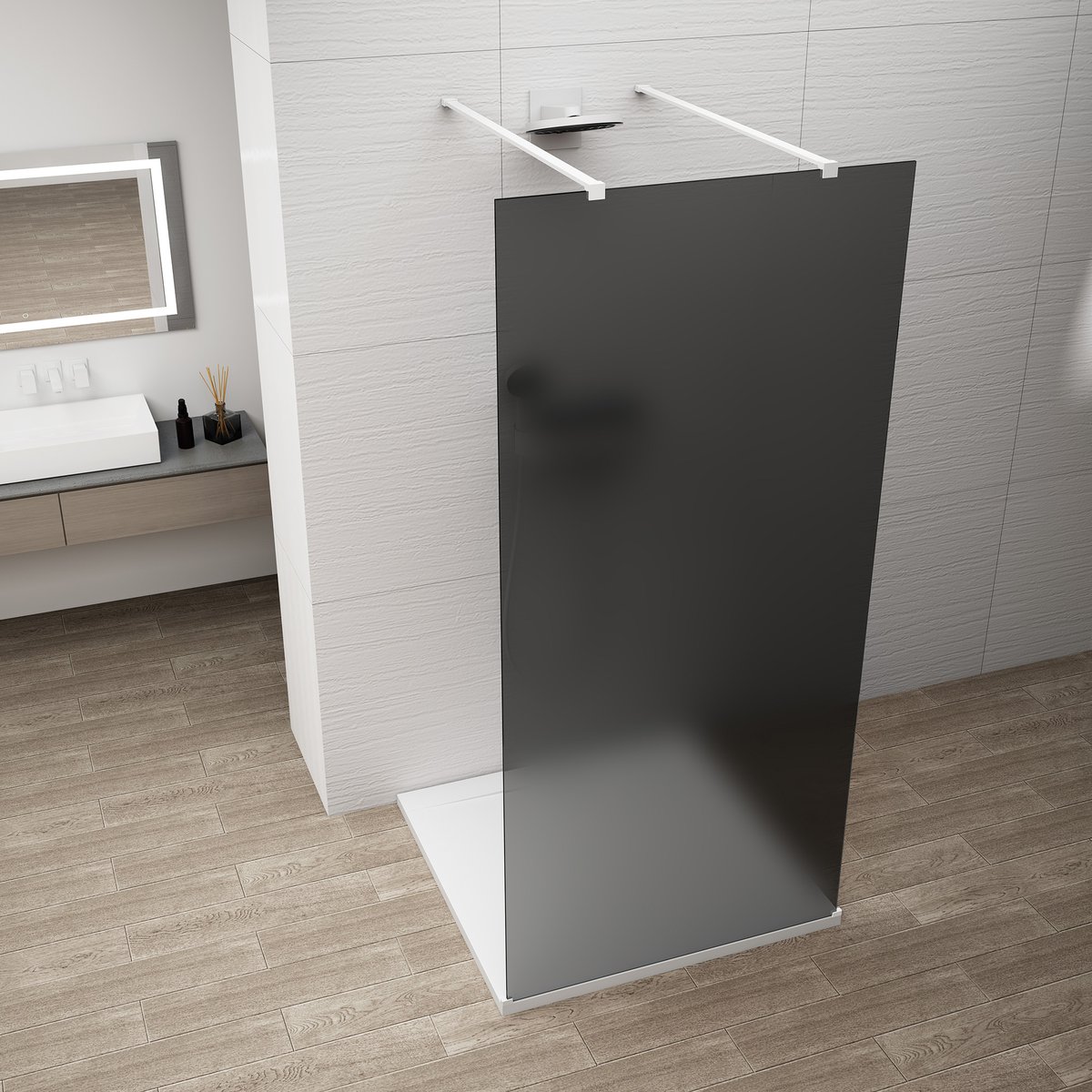 Polysan ESCA WHITE MATT jednodílná sprchová zástěna do prostoru, kouřové matné sklo, 1200 mm