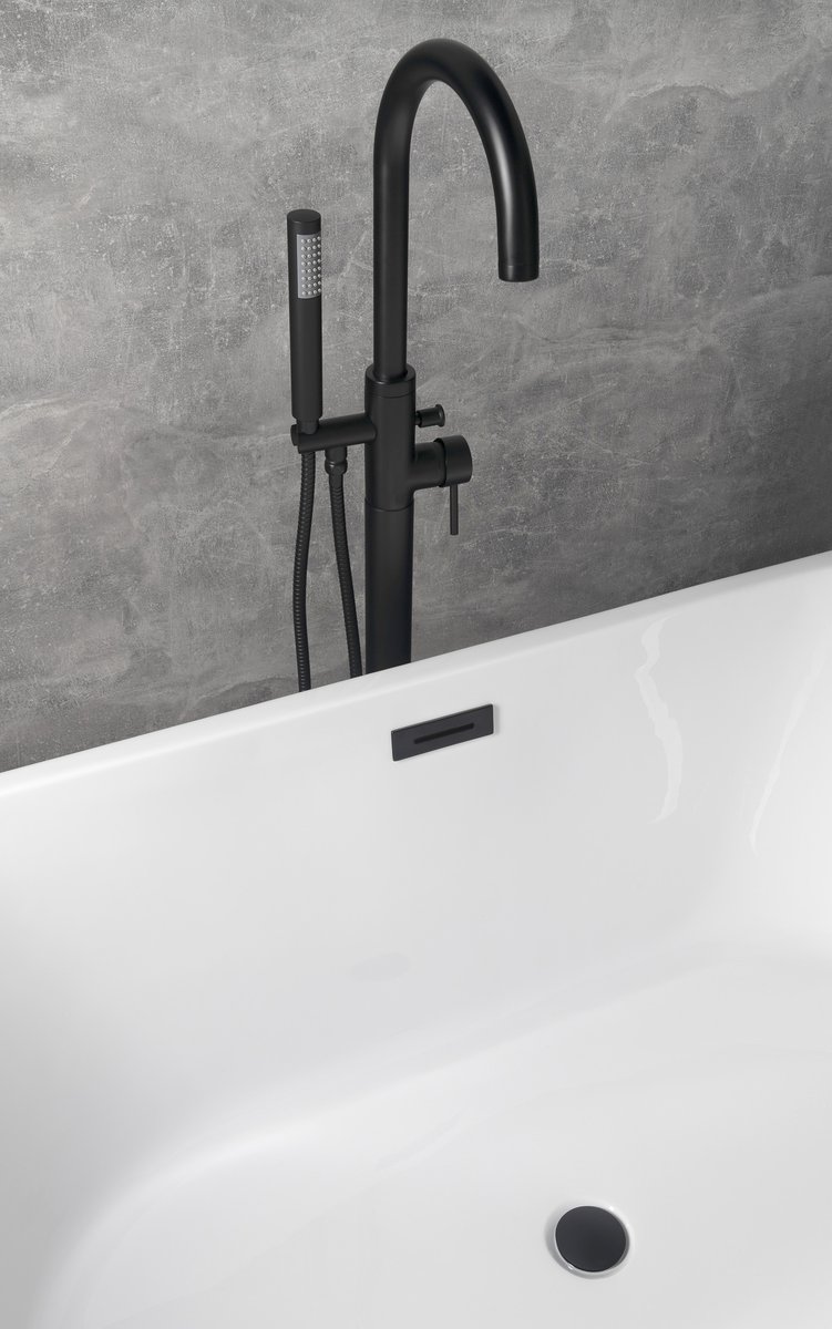 Aqualine SET krytka přepadu, vanová výpust 6/4", click-clack, černá mat