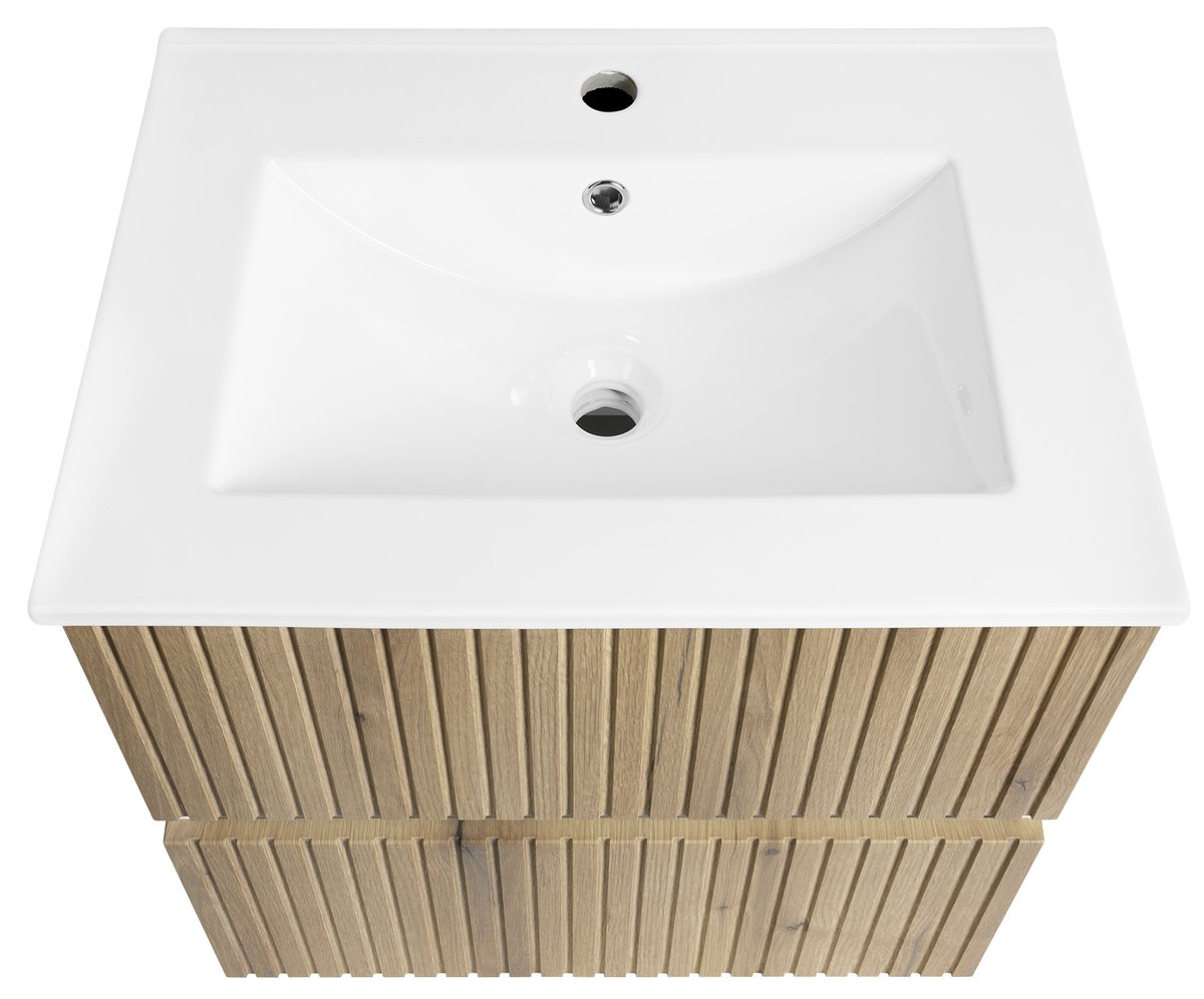 Aqualine PANEDA STRIP umyvadlová skříňka 59,5x55x45,2cm, dub emporio, pohled shora