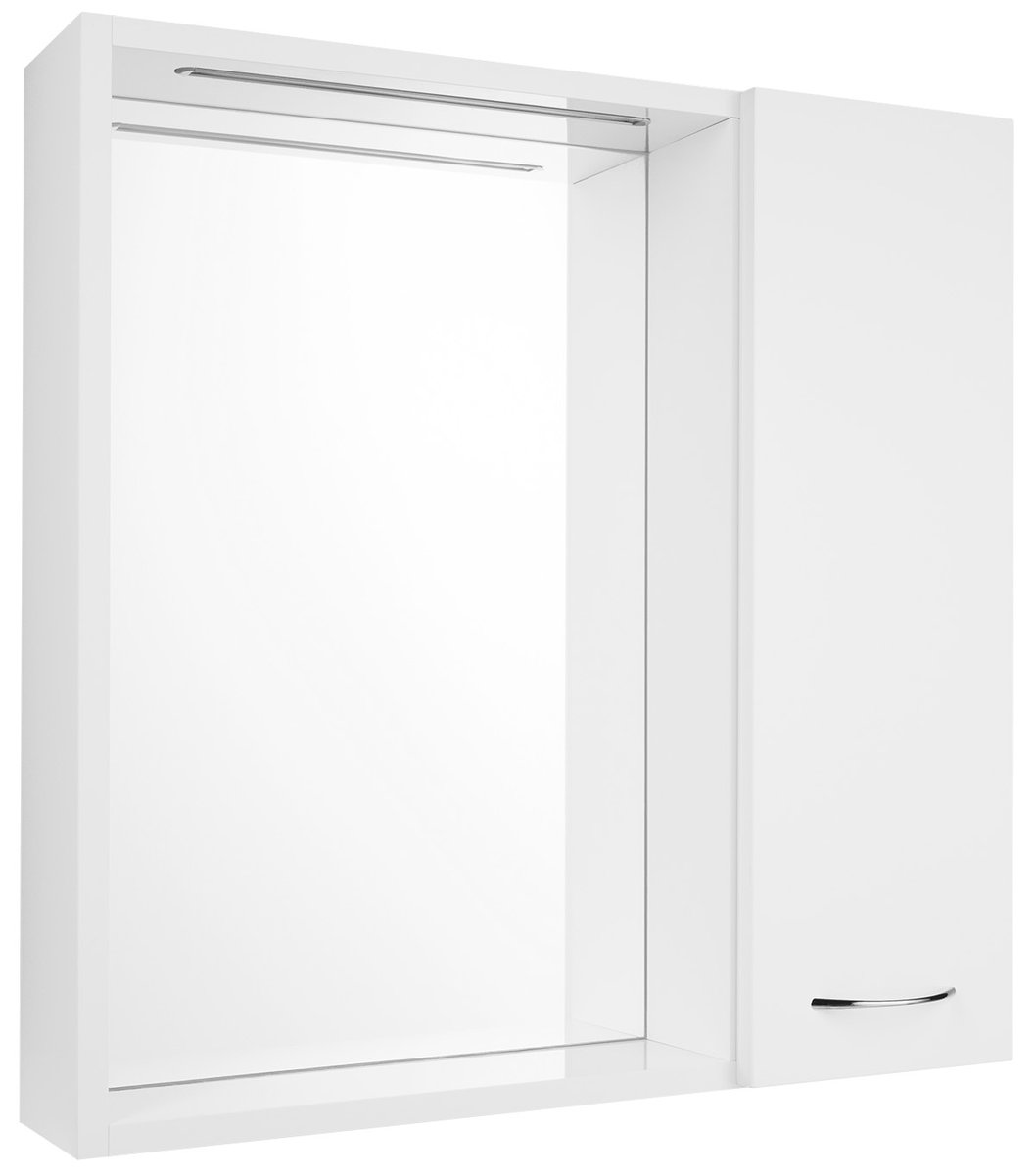 Aqualine ZOJA/KERAMIA FRESH STRIP galerka s LED osvětlením, 60x60x14cm, pravá, bílá, pohled zepředu zboku