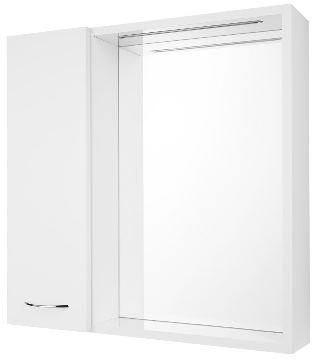 Aqualine ZOJA/KERAMIA FRESH STRIP galerka s LED osvětlením, 60x60x14cm, levá, bílá, pohled zepředu zboku