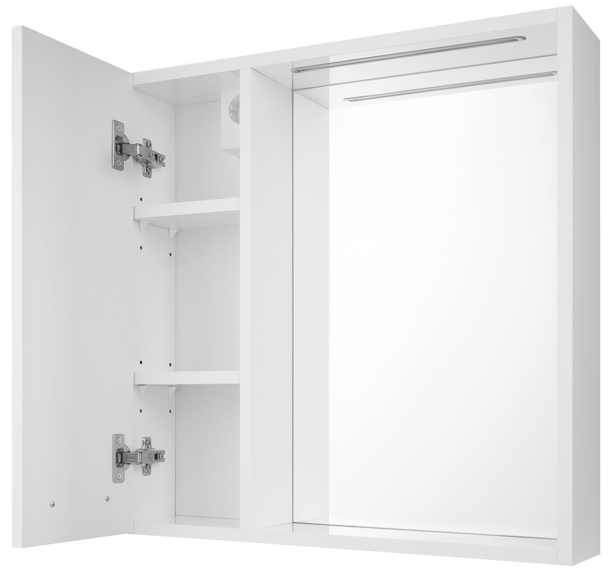 Aqualine ZOJA/KERAMIA FRESH STRIP galerka s LED osvětlením, 60x60x14cm, levá, bílá, s otevřenými dvířky