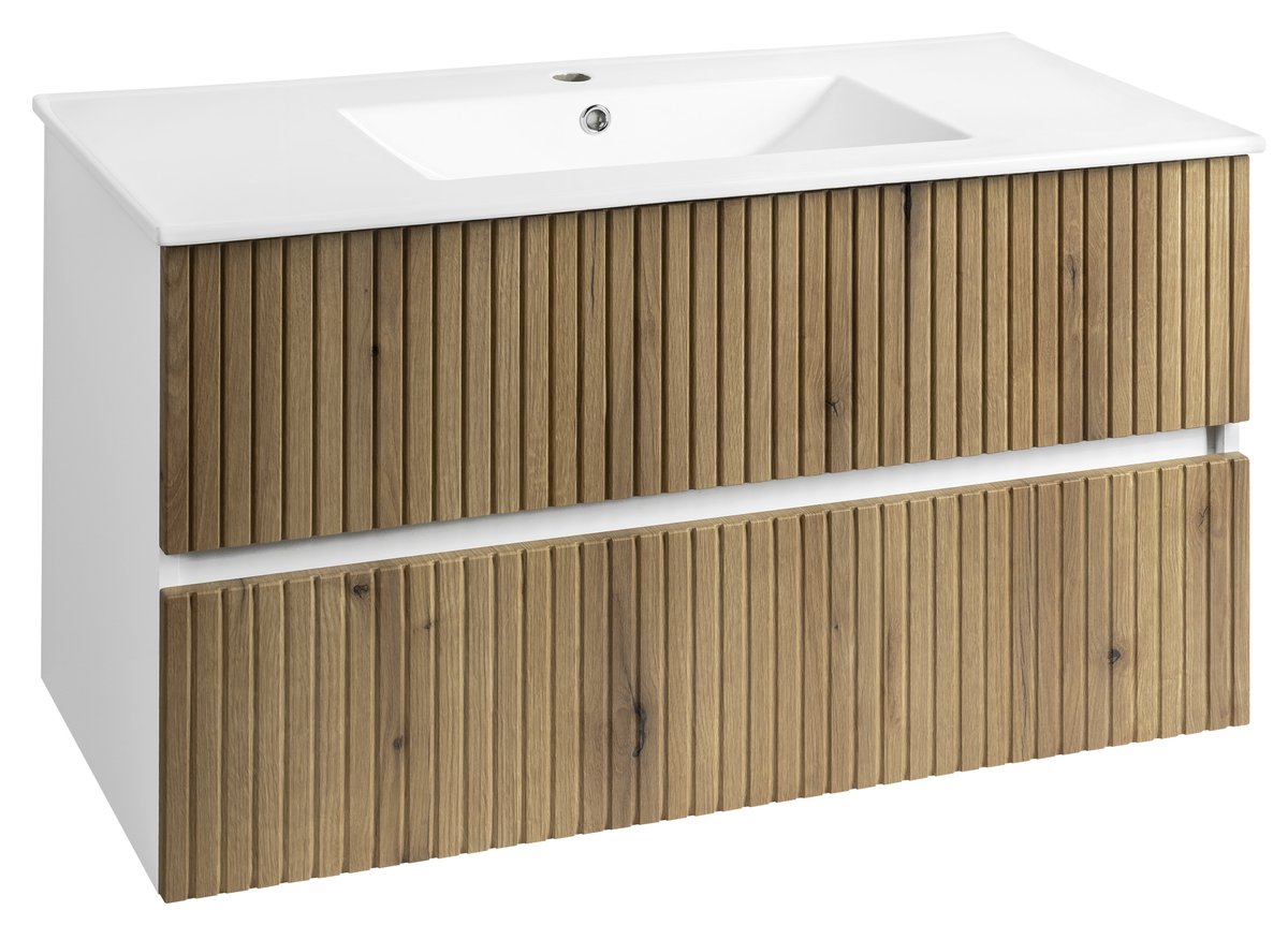 Aqualine PANEDA STRIP umyvadlová skříňka 99,5x55x45,2cm, dub emporio