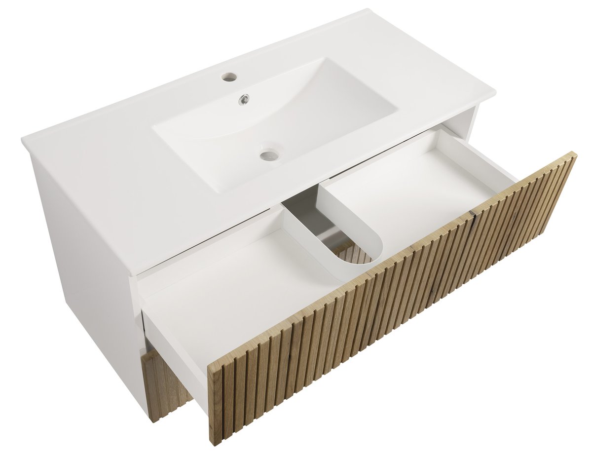 Aqualine PANEDA STRIP umyvadlová skříňka 99,5x55x45,2cm, dub emporio, s otevřenou zásuvkou