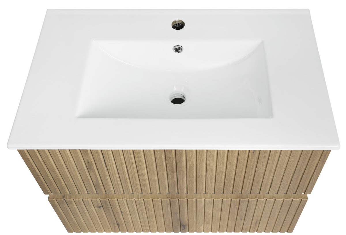 Aqualine PANEDA STRIP umyvadlová skříňka 74,5x55x45,2cm, dub emporio, pohled shora