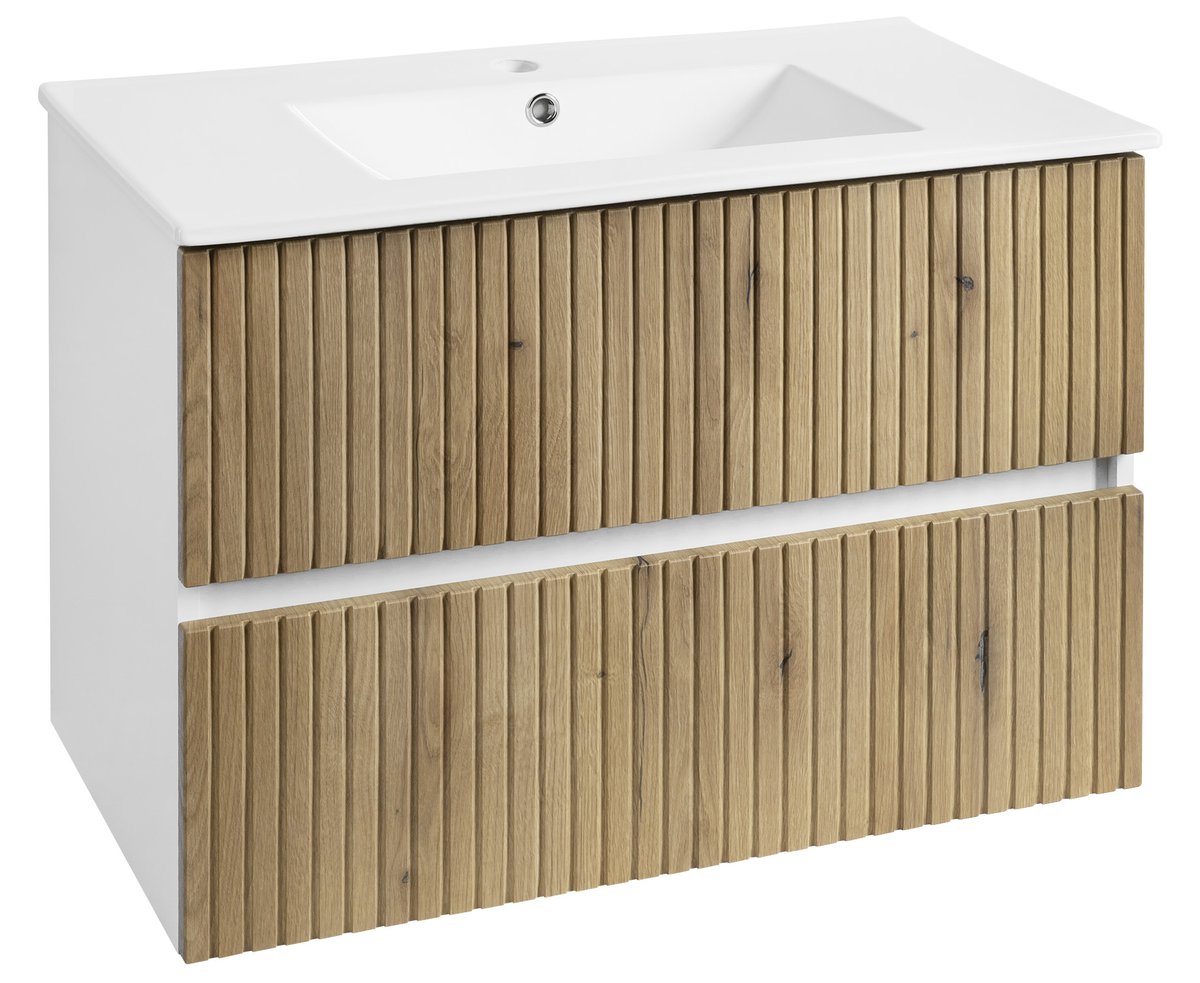 Aqualine PANEDA STRIP umyvadlová skříňka 79,5x55x45,2cm, dub emporio