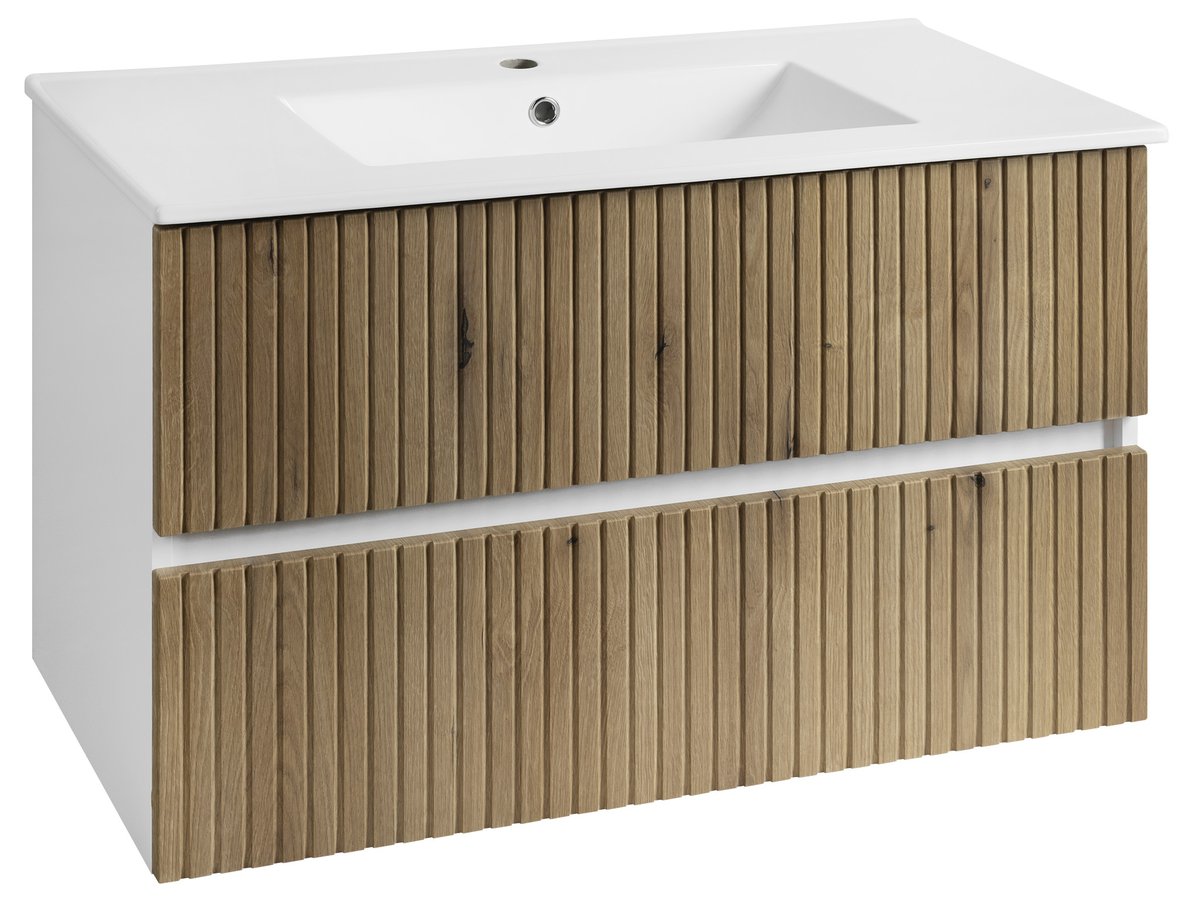 Aqualine PANEDA STRIP umyvadlová skříňka 89,5x55x45,2cm, dub emporio