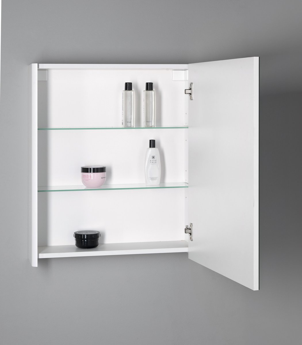 Aqualine DENEB galerka 60x70x18cm, bílá mat, s otevřenými dvířky a policemi