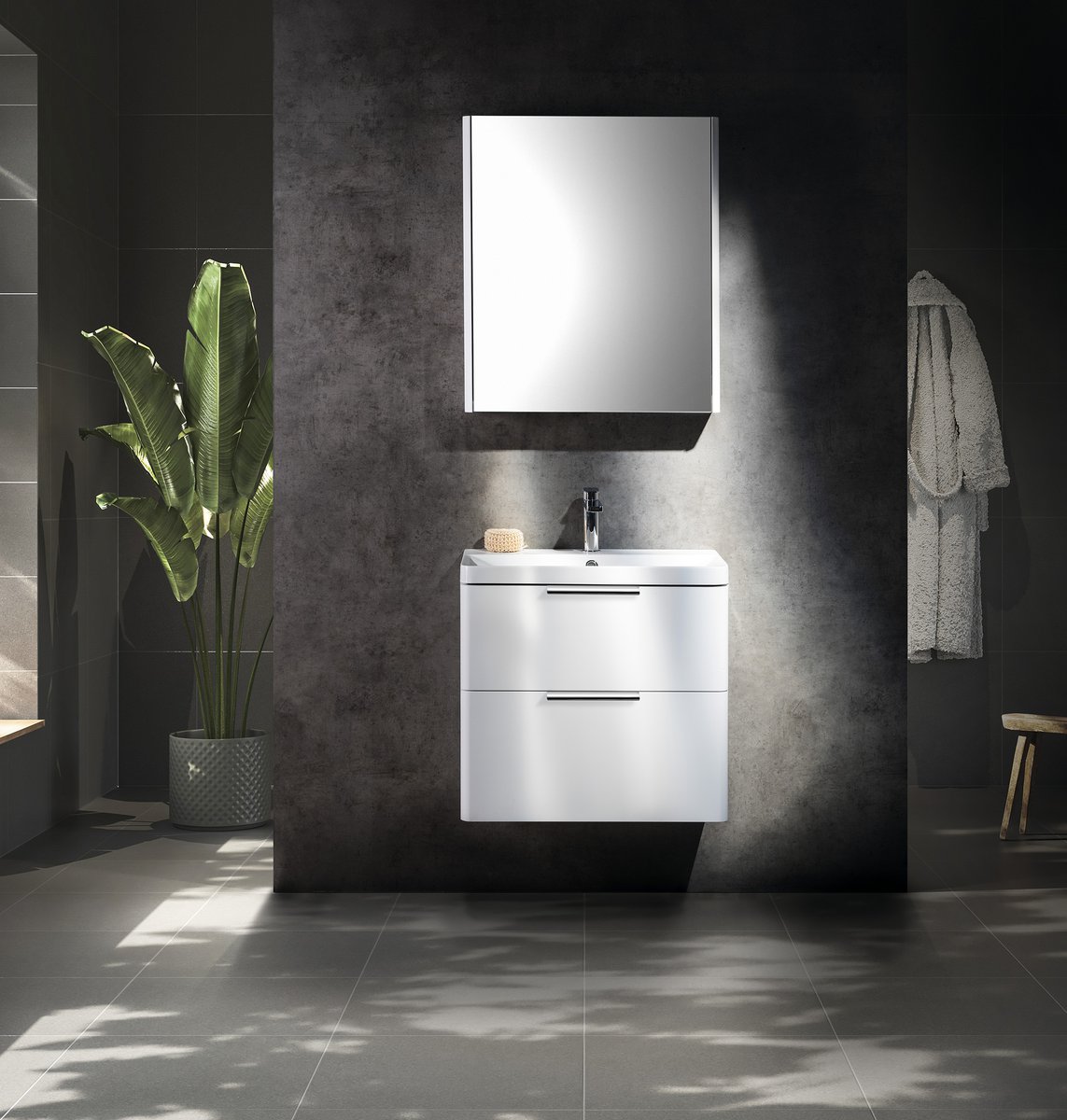 Aqualine DENEB galerka 60x70x18cm, bílá mat, v koupelně