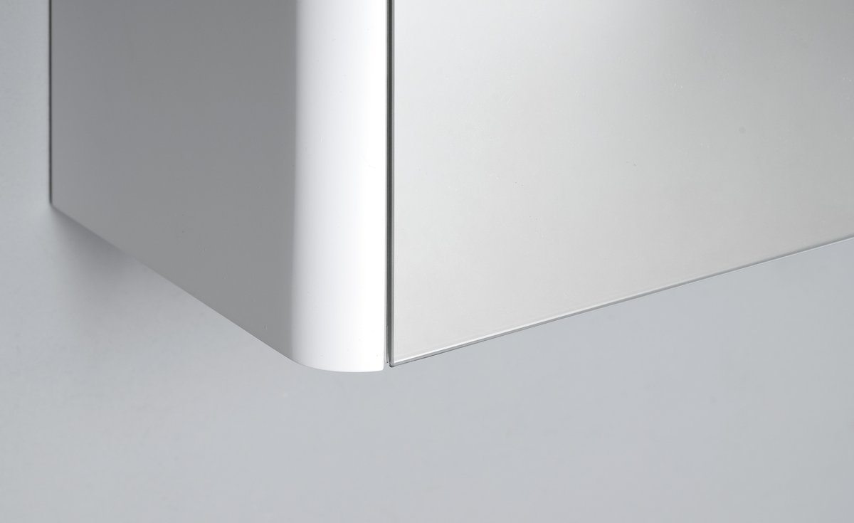 Aqualine DENEB galerka 80x70x18cm, bílá mat, detail zaoblené hrany