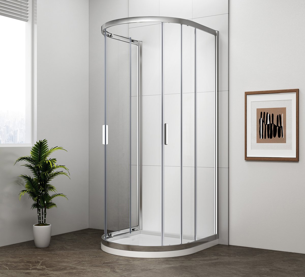 Polysan EASY půlkruhová sprchová zástěna 1000x1000mm, v koupelně