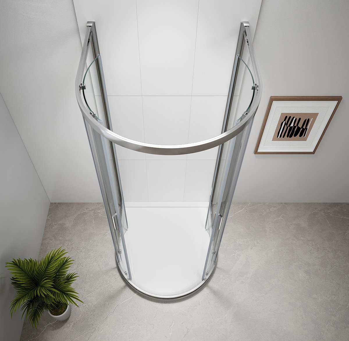 Polysan EASY půlkruhová sprchová zástěna 1000x1000mm, pohled shora