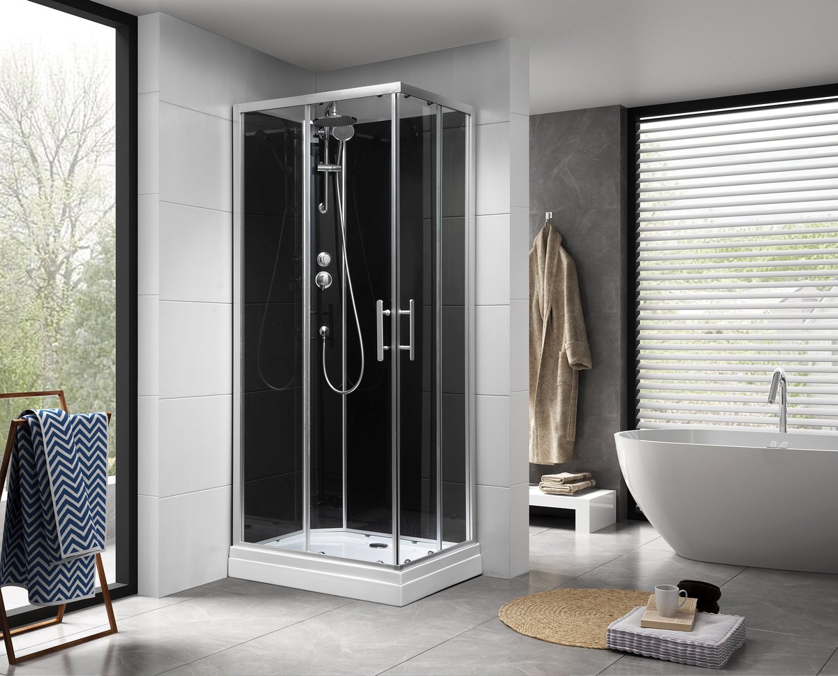 Aqualine GRANVIK obdélníkový sprchový box 700x900x2180mm, čiré sklo, v koupelně