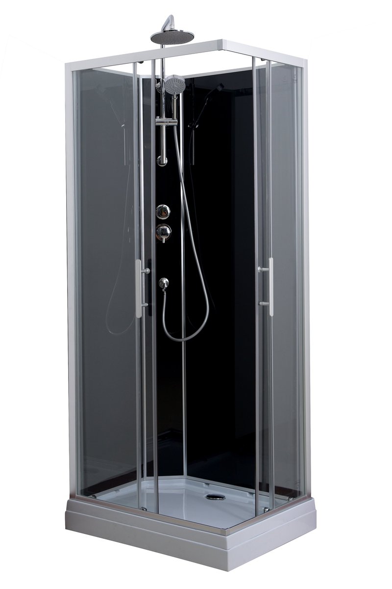 Aqualine GRANVIK obdélníkový sprchový box 800x1200x2180mm, čiré sklo, pohled zepředu zboku