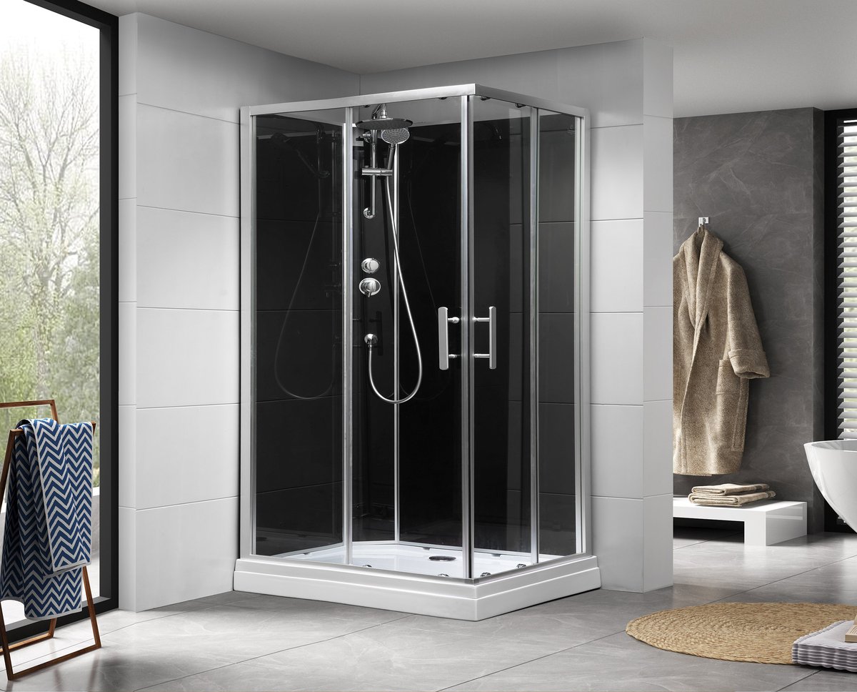 Aqualine GRANVIK obdélníkový sprchový box 800x1200x2180mm, čiré sklo, v koupelně