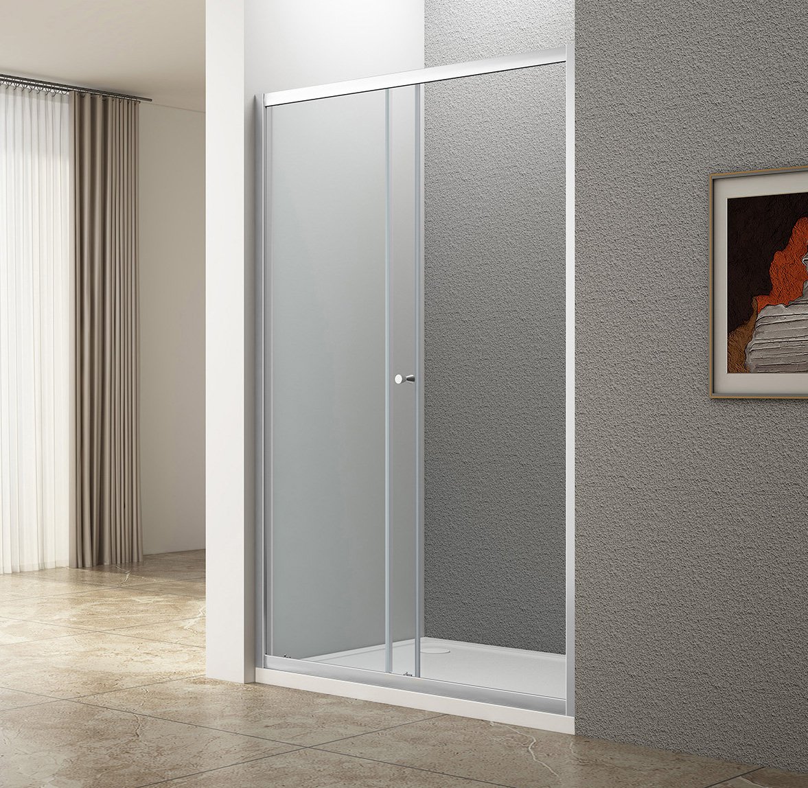 Aqualine UGGA posuvné sprchové dveře 1000mm, čiré sklo, v místnosti