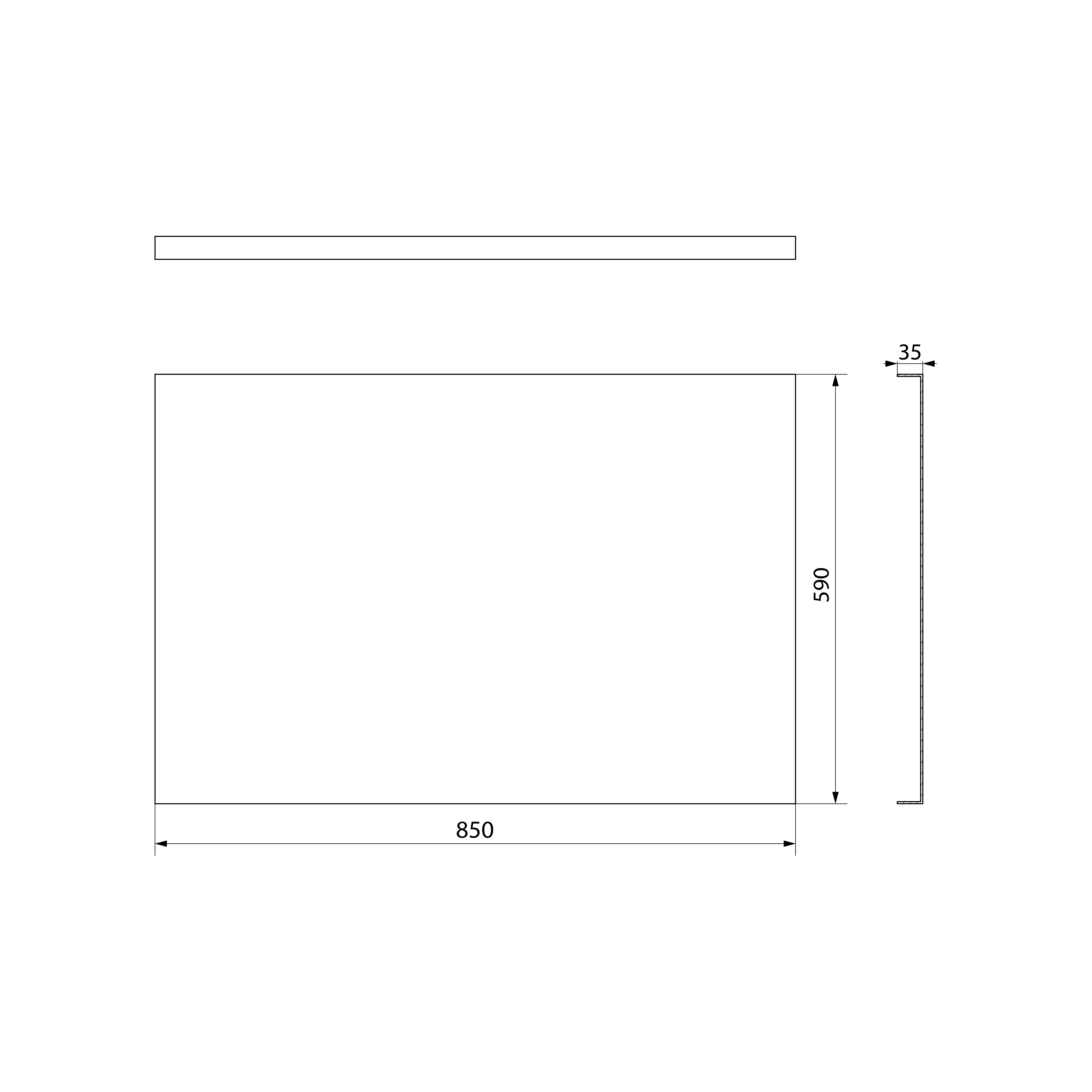 Polysan PLAIN panel boční 85x59cm, technický nákres