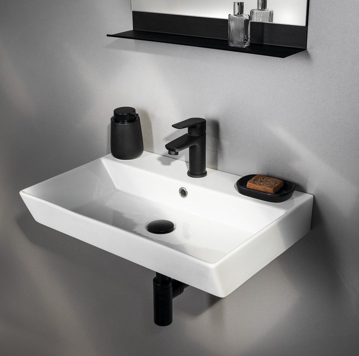 Aqualine ORION keramické umyvadlo 49x38,6cm, bílá, na stěně s baterií