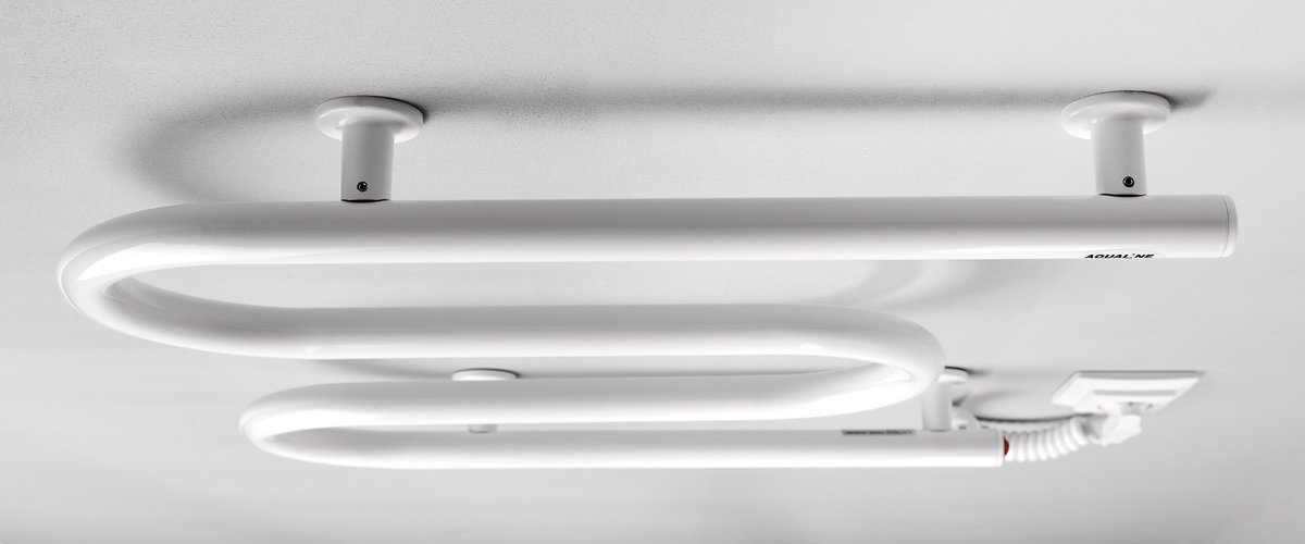 Aqualine VIPE elektrický sušák ručníků, 500x500mm, 59W, bílý, pohled shora