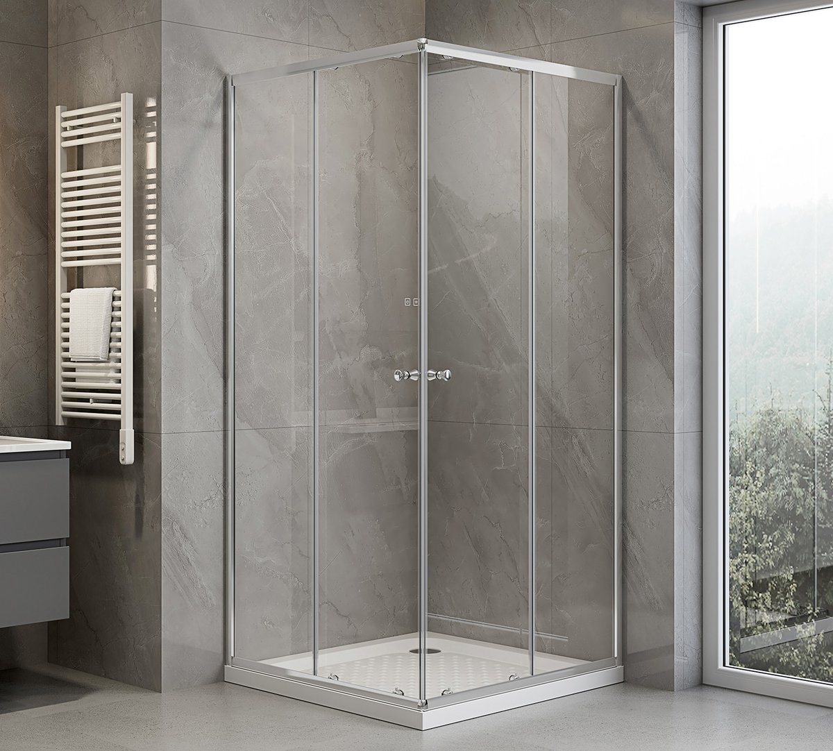 Aqualine AGGA čtvercová sprchová zástěna 700x700mm, čiré sklo