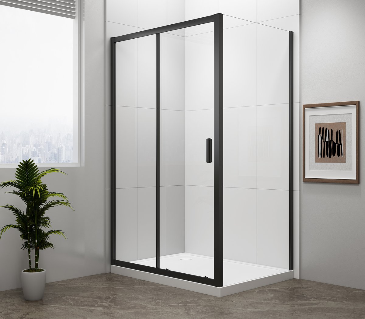 Polysan EASY BLACK obdélníkový sprchový kout 1100x700mm, čiré sklo L/P varianta