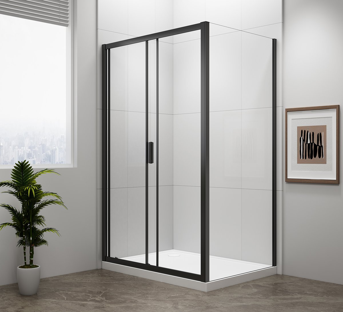 Polysan EASY BLACK obdélníkový sprchový kout 1200x800mm, čiré sklo L/P varianta, v koupelně 2