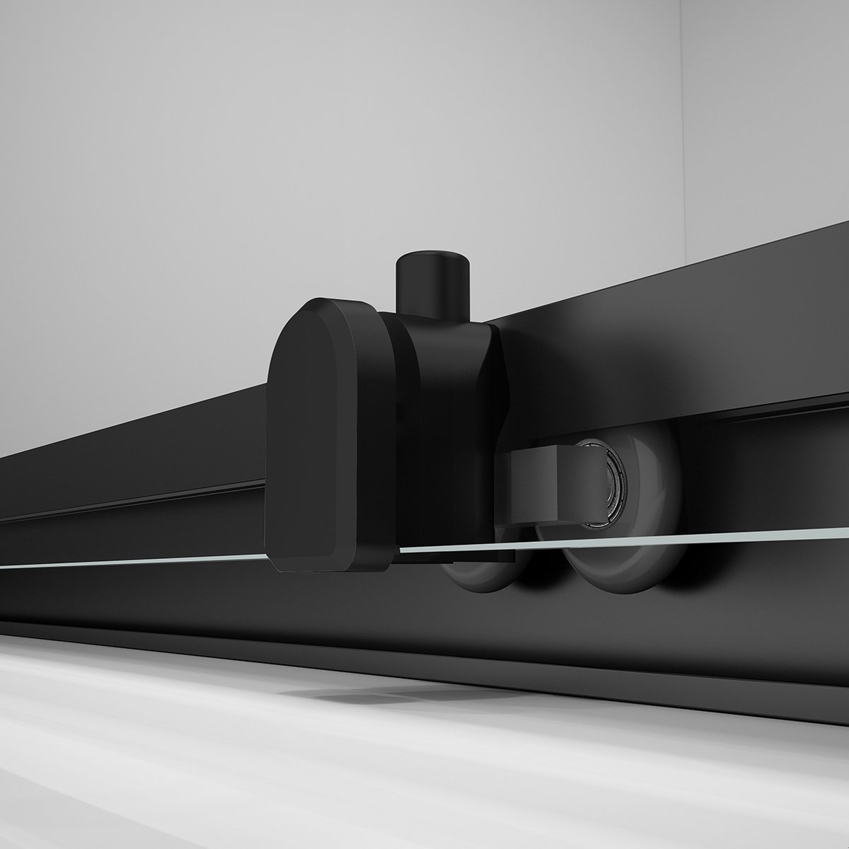 Polysan EASY BLACK obdélníkový sprchový kout 1300x900mm, čiré sklo L/P varianta, detail posuvného mechanismu
