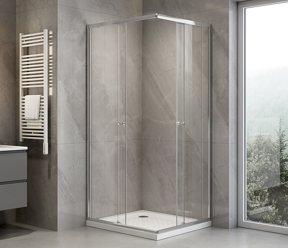 Aqualine AGGA obdélníková sprchová zástěna 800x700mm, čiré sklo, v koupelně