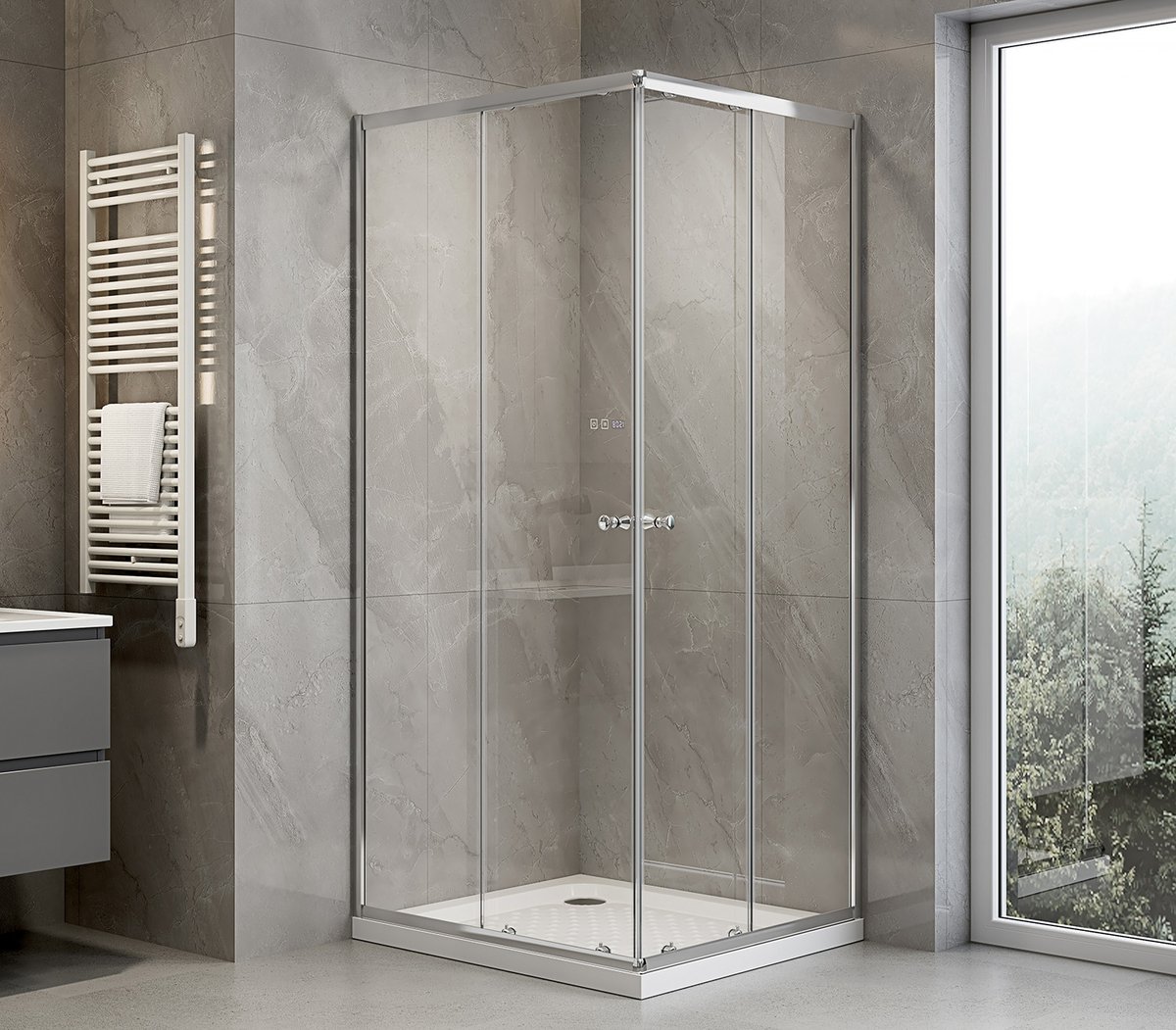 Aqualine AGGA obdélníková sprchová zástěna 900x800mm, čiré sklo