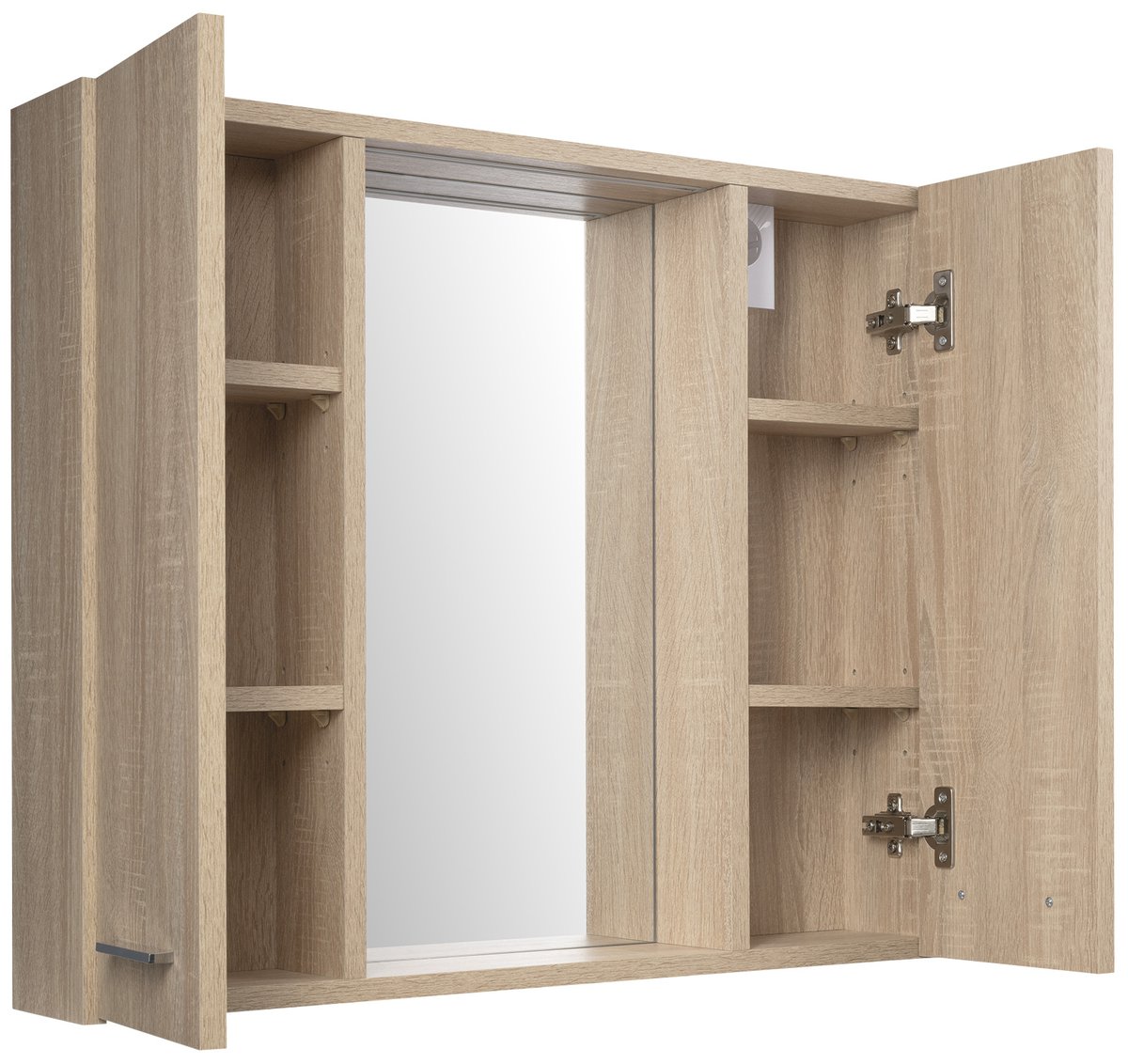 Aqualine ZOJA/KERAMIA FRESH STRIP galerka s LED osvětlením, 70x60x14cm, dub platin, s otevřenými dvířky