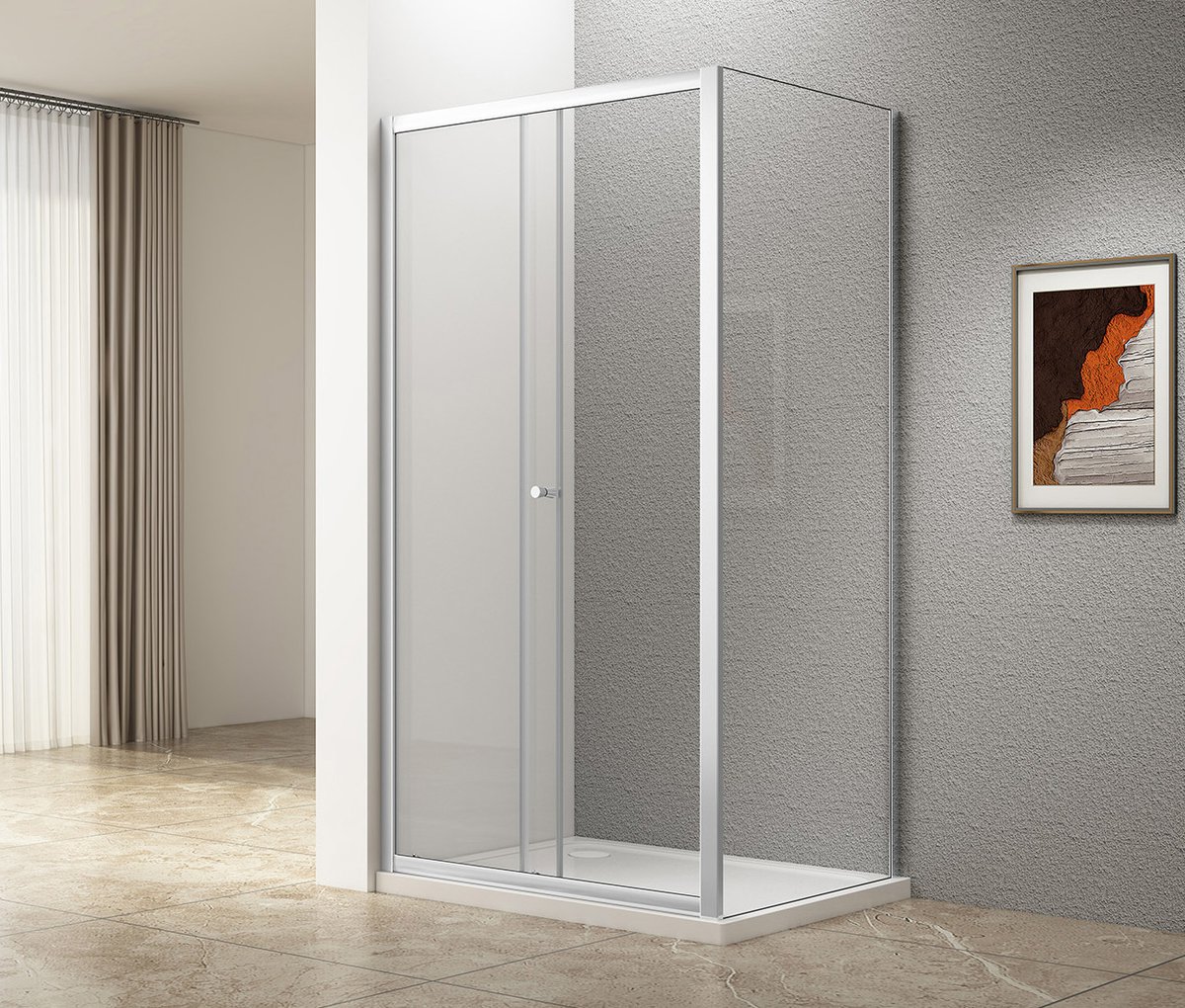 Aqualine UGGA obdélníkový sprchový kout 1400x800mm, čiré sklo, v místnosti