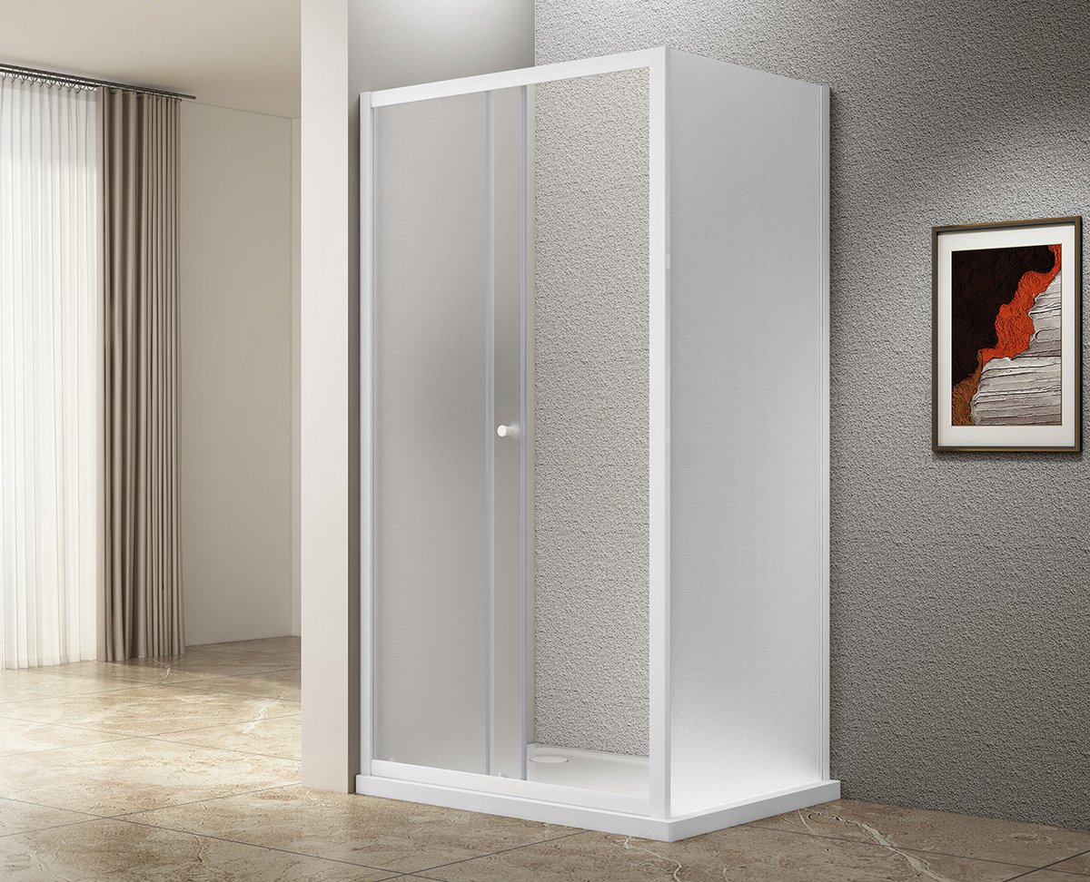 Aqualine UGGA obdélníkový sprchový kout 1200x800mm, sklo Brick, bílá, v místnosti