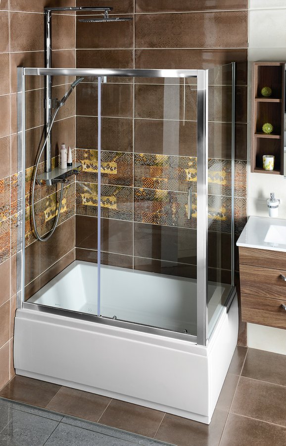 Polysan DEEP sprchové dveře posuvné 1300x1500mm, čiré sklo, u vany v koupelně