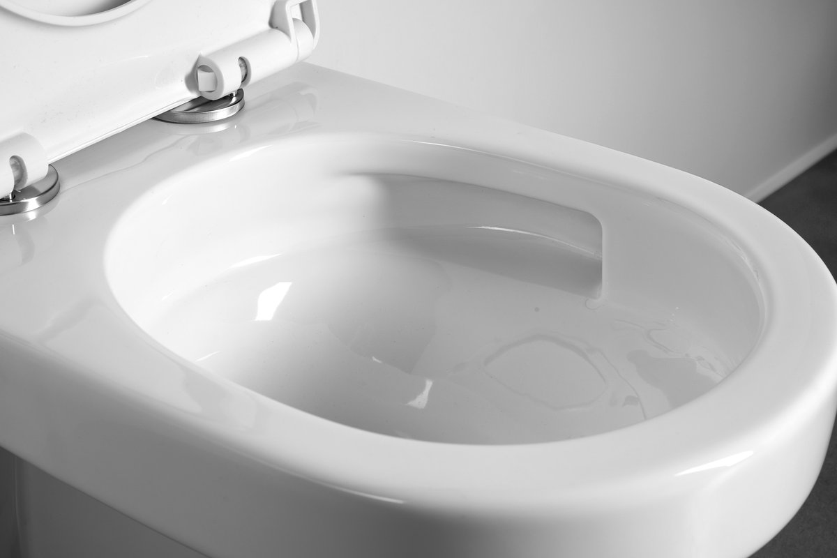 Aqualine DENICA závěsná WC mísa, Vortex Rimless, 36x52cm, bílá, detail vnitřku mísy