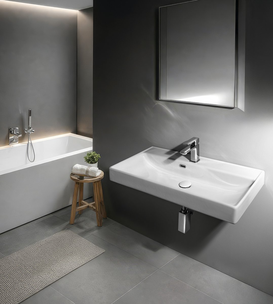 Aqualine PARLA keramické umyvadlo 80x38cm, bílá, v koupelně