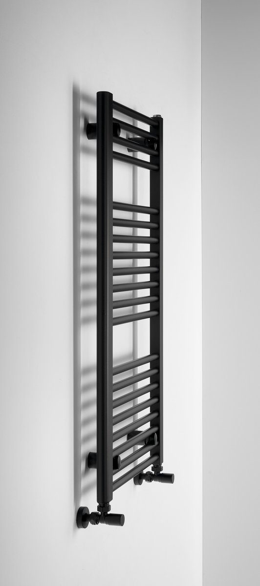 Aqualine DIRECT otopné těleso s bočním připojením 450x960mm, černá mat, pohled zboku