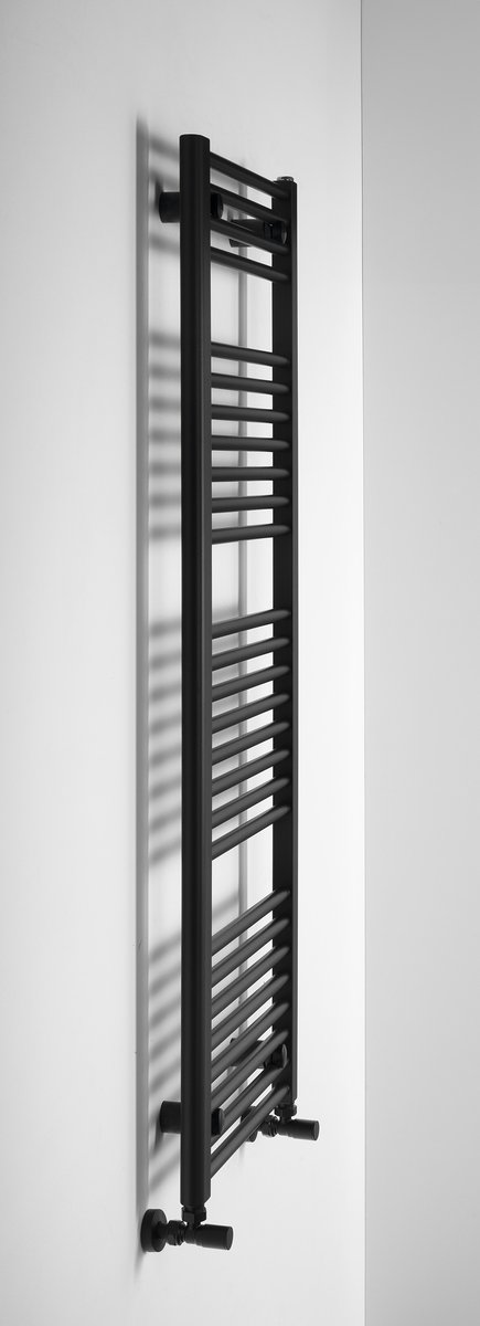 Aqualine DIRECT otopné těleso s bočním připojením 450x1320mm, černá mat, pohled zboku