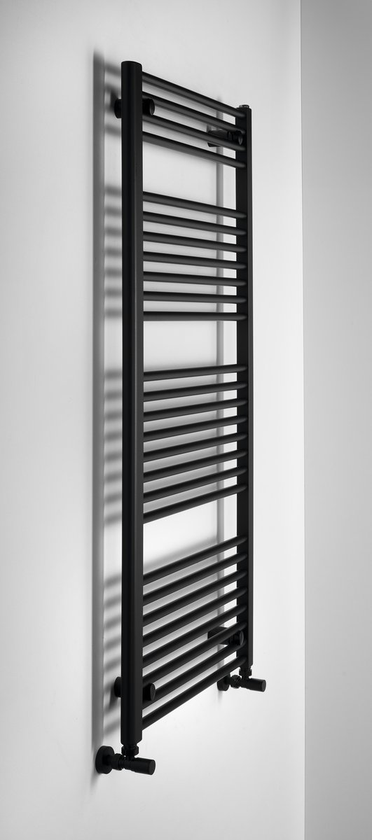 Aqualine DIRECT otopné těleso s bočním připojením 600x1320mm, černá mat, pohled zboku