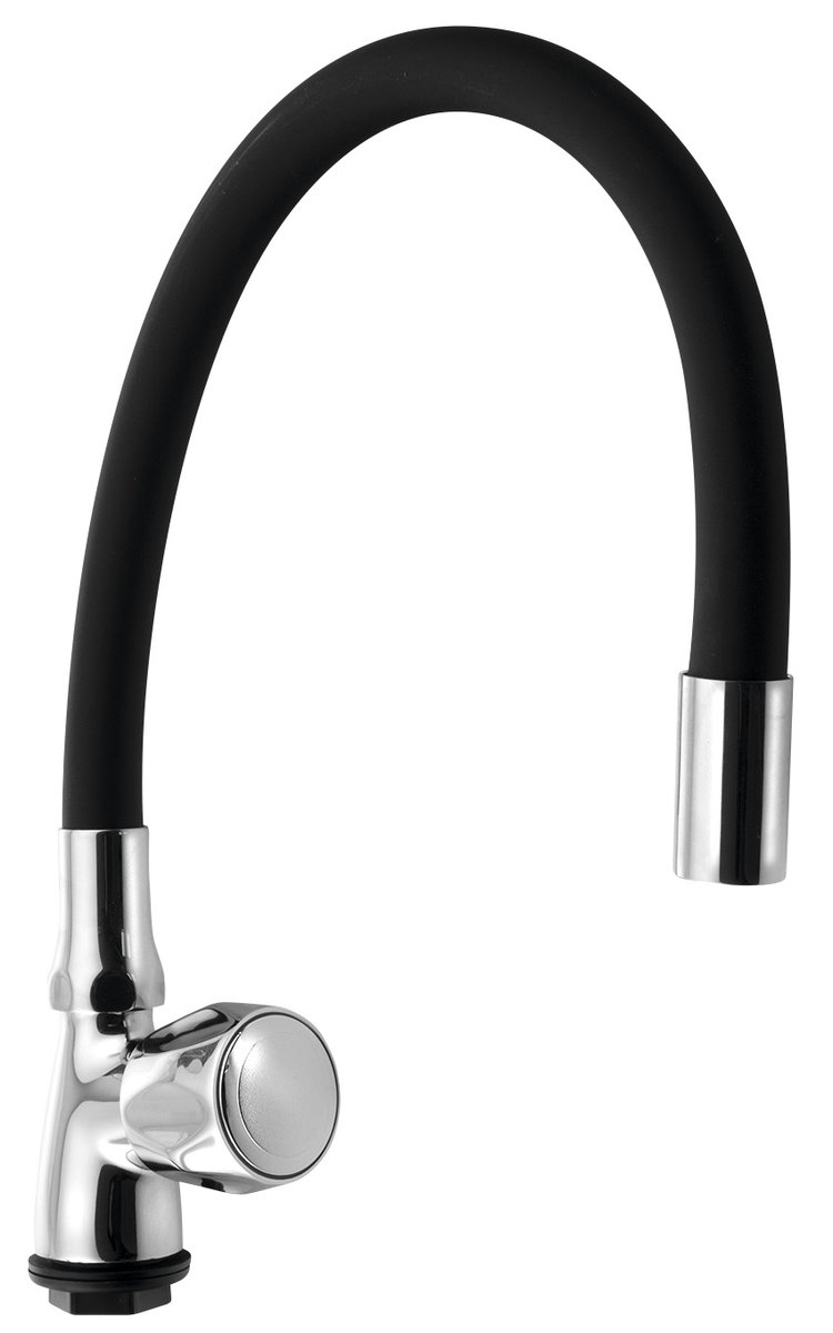 Aqualine Stojánkový ventil 1/2", flexibilní ramínko, chrom/černá mat