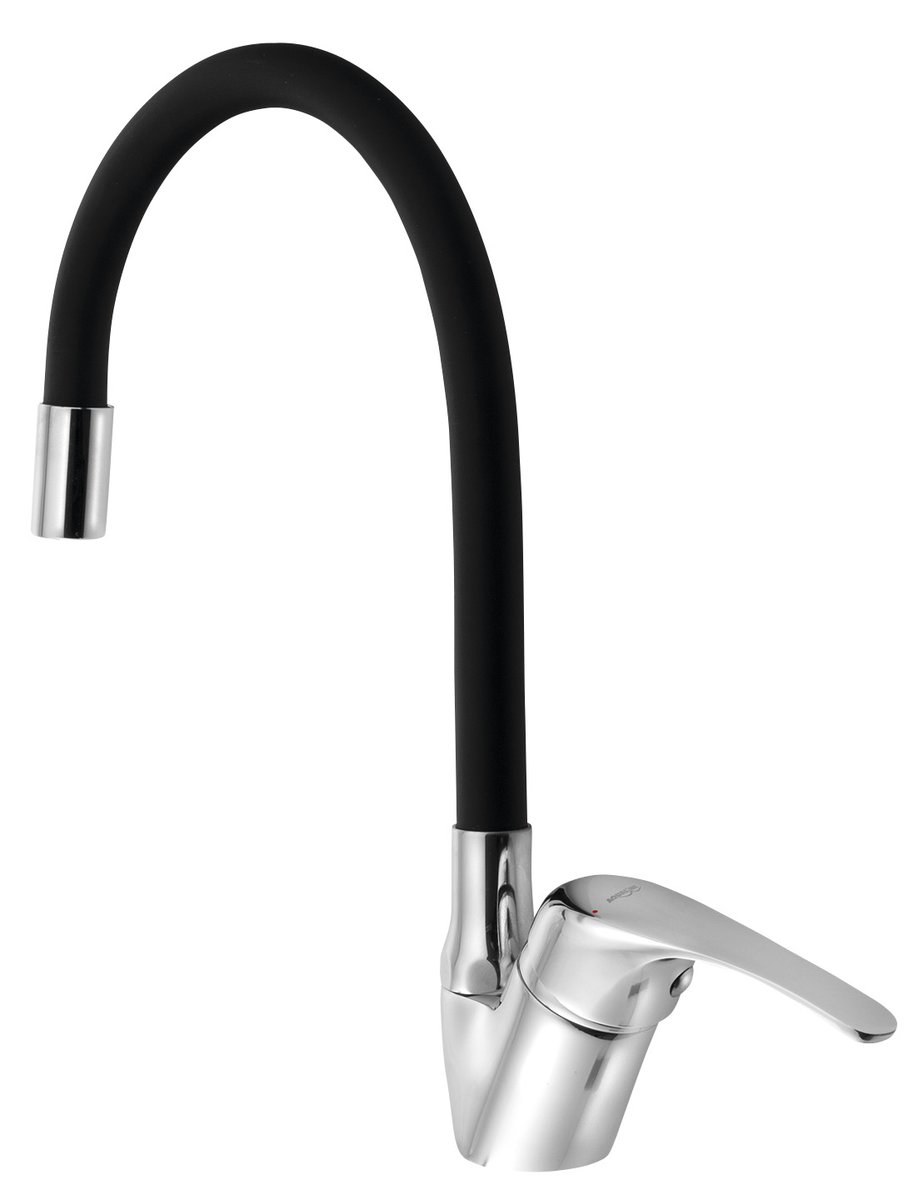 Aqualine KASIOPEA 35 stojánková dřezová baterie, flexibilní ramínko, chrom/černá mat