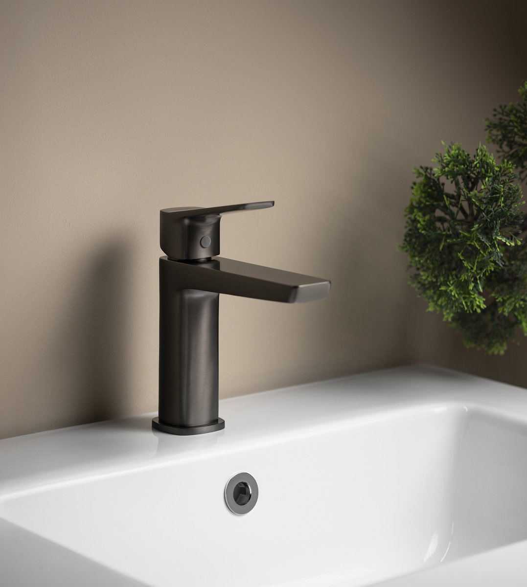 Aqualine FLERY stojánková umyvadlová baterie, gun metal, na umyvadle