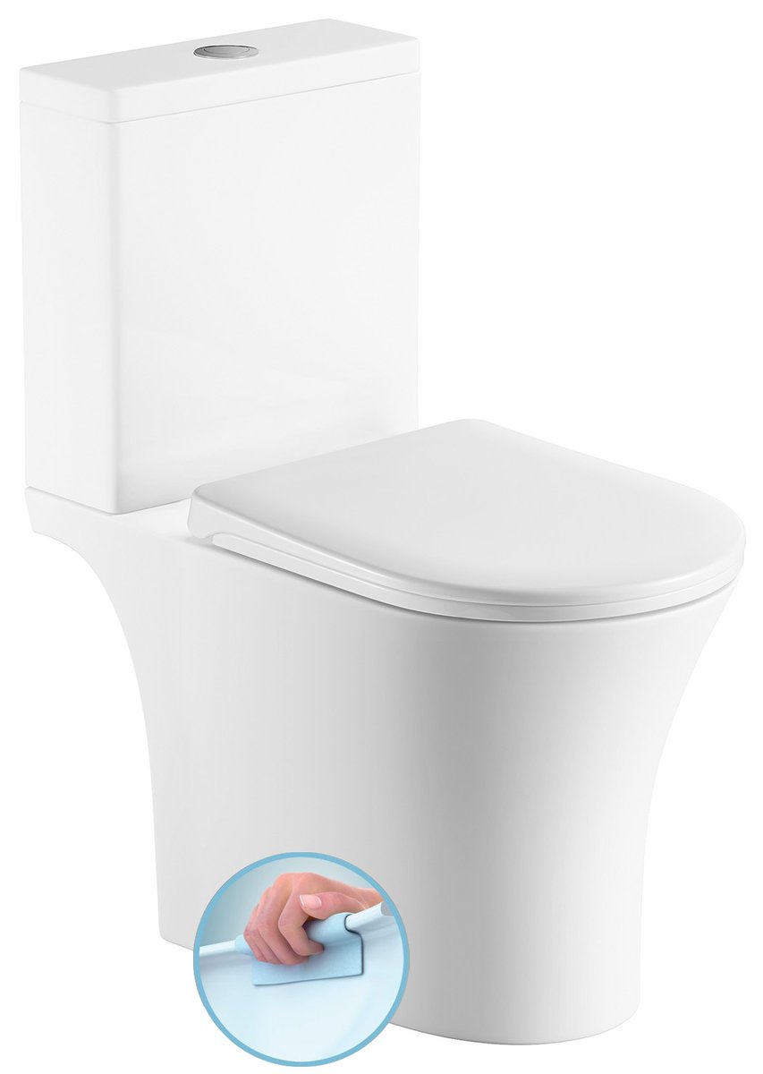 Aqualine VITO WC kombi, Rimless, spodní/zadní odpad, bílá